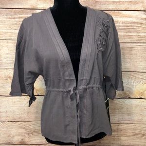 Love Stitch Open Cardigan with Tie